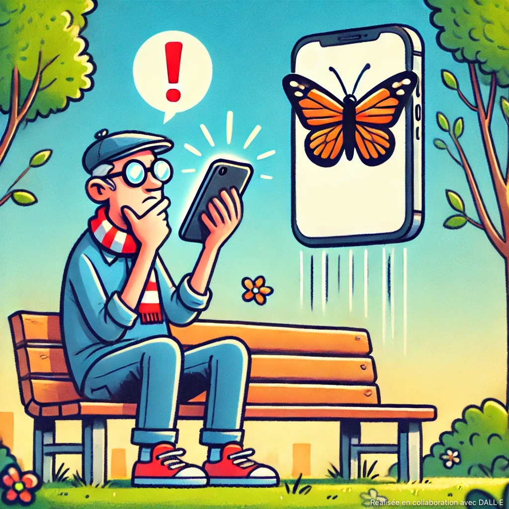 Illustration présentant un papillon sur un écran